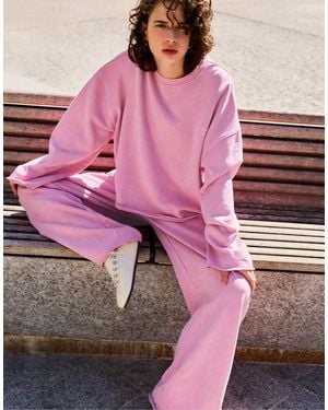 Pull&Bear Stwd sweat-shirt col rond - Rose