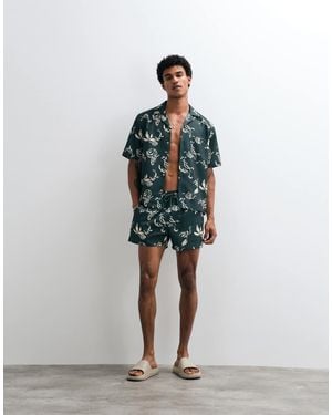 ASOS Short Length Linen Look Swim Shorts - Green