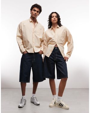 Weekday Astro - bermuda baggy unisexe à taille basse - délavé - Noir