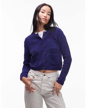 ARKET Cotton Rich Crew Neck Cardigan - Blue