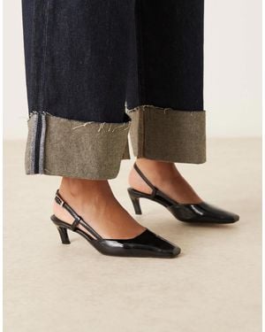 Asos Design Wide Fit Asos design - shadow - escarpins ouverts larges à talon mi-haut, bout ciselé et bride arrière - Noir