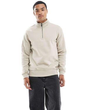 Only & Sons Sudadera Color Piedra Con Media Cremallera De -Blanco - Neutro