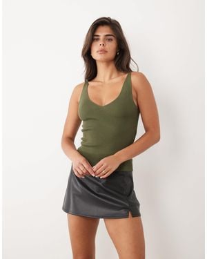 ASOS Faux Leather Mini Pelmet Skort With Split - Green