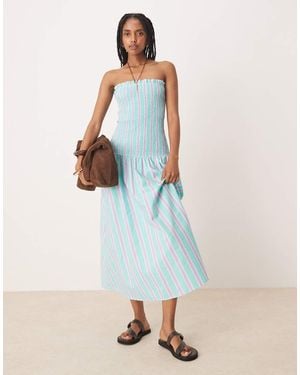 ASOS Shirred Drop Waist Maxi Dress - Blue