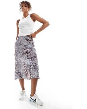 Wednesday's Girl Snake Print Bias Cut Midaxi Skirt - Blue