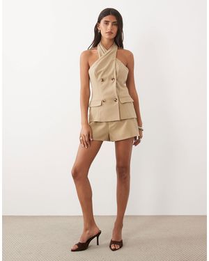 Kaiia Exclusive Tailored Mini Shorts Co-ord - Natural