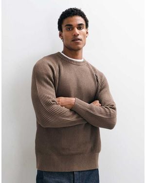 SELECTED Maglione A Coste Inglesi - Marrone