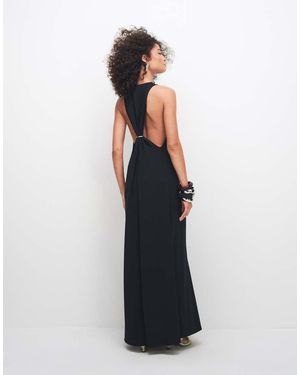 Weekday Maxi Dress With Deep V Neck And Racer Back Metal Detail - White