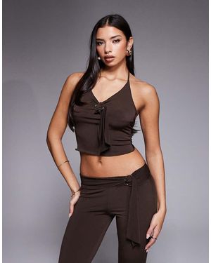 I.AM.GIA Siofra Metal Hardware Drape Detail Cropped Cami Top - Grey