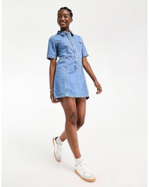 Tommy Hilfiger Fitted Button Up Denim Mini Dress - Blue