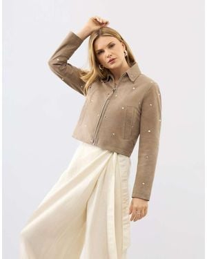Bolongaro Trevor Real Suede Hallie Stud Jacket - Natural