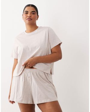 ASOS Asos Design Curve Mix & Match Cotton Blend Pajama Shorts - Natural