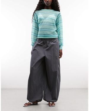 ASOS Cotton Nylon Blend Pull On Balloon Pants - Blue