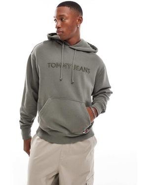 Tommy Hilfiger Tonal Linear Logo Hoodie - Grey