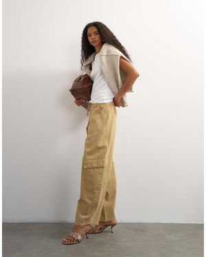 TOPSHOP Pantalón Cargo Con Cintura Anudada - Blanco