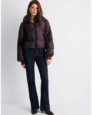 Stradivarius Hooded Shiny Padded Jacket - Blue