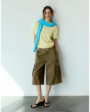 Pull&Bear Longline Cargo Bermuda Shorts - Green