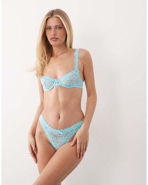 ASOS Hazel All Over Lace T-back Lingerie Thong With Lace Trim - Multicolour