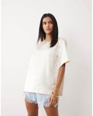 ASOS Satin Short Sleeve Top - White