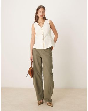 ASOS Jeans A Vita Alta Kaki Con Gamba A Cilindro - Verde