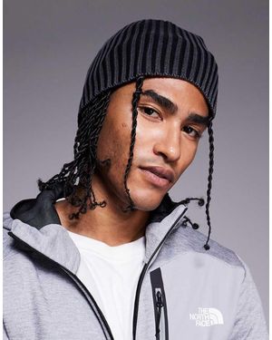 ASOS Knitted Acid Wash Rib Skull Beanie - Black