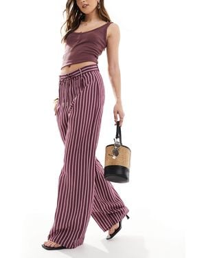 Pull&Bear Straight Leg Striped Trouser - Purple