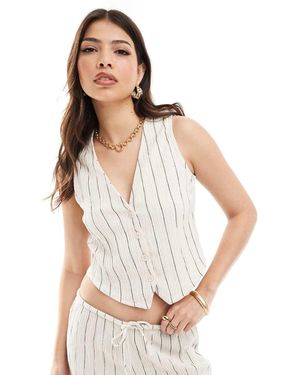 Stradivarius Boxy Pinstripe Waistcoat Co-ord - White