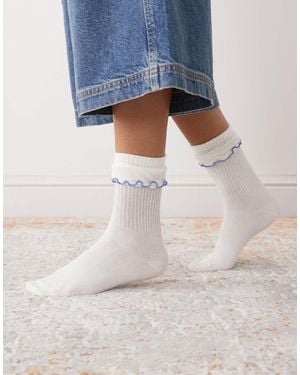 Monki Ankle Socks With Frill - Grey