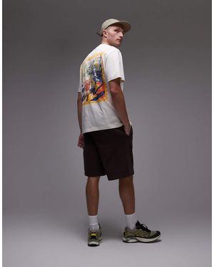 TOPMAN Relaxed Fit T-shirt With Stamp Scene Print - Grey