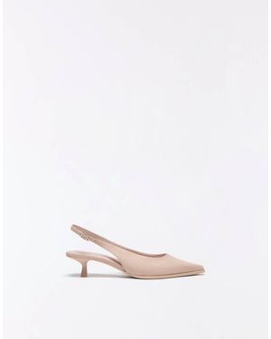 Bershka Kitten Heel Slingback Shoes - White