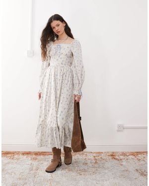 Miss Selfridge Milkmaid Maxi Dress - Natural