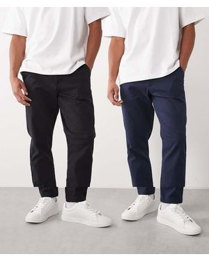 ASOS 2 Pack Tapered Chinos - Blue