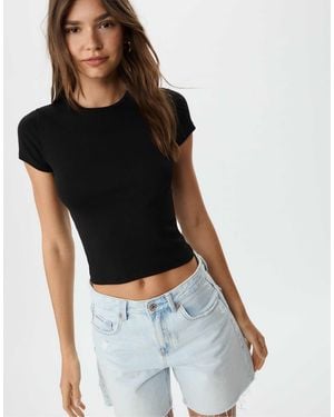 Stradivarius – basic-t-shirt - Schwarz