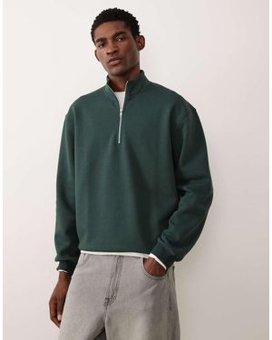 ASOS Essentials Relaxed Quarter Zip Sweatshirt - Green