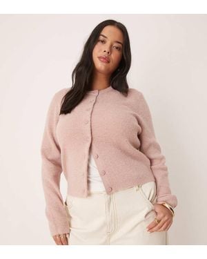 ASOS Asos Design Curve Crew Neck Loose Knit Fitted Cardigan - Pink