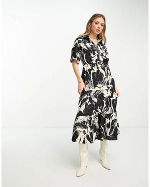 Lola May Midaxi Tiered Shirt Dress - White
