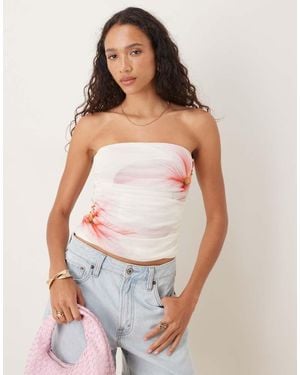 Gina Tricot Bandeau Mesh Tube Top - White