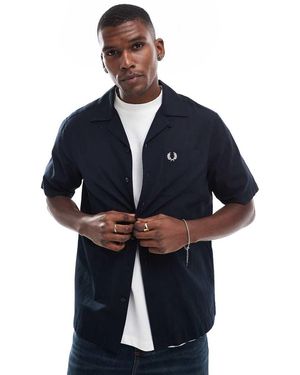 Fred Perry Short Sleeve Revere Collar Shirt - Blue