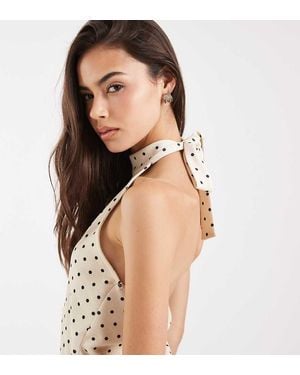 Vero Moda Halter Neck Polka Dot Mini Dress - Natural