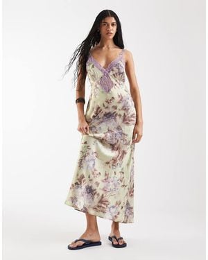 Reclaimed Vintage Maxi Tea Dress With Lace Inserts - White