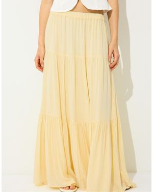 Stradivarius Tiered Midi Skirt - Yellow