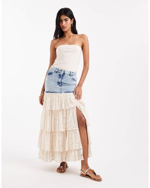 Miss Selfridge – maxi-jeansrock - Weiß