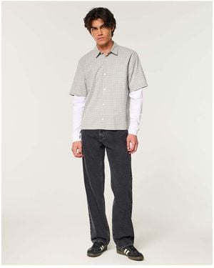 Hollister Washed Relaxed Straight Jeans - White