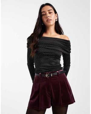 Miss Selfridge Tailo Velvet Micro Short - Black
