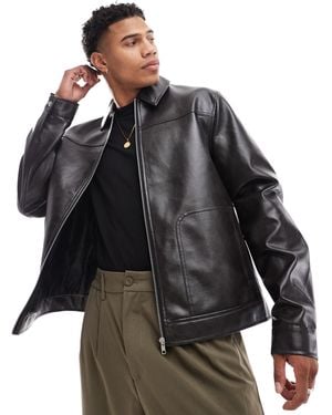 ASOS Faux Leather Harrington Jacket - Black