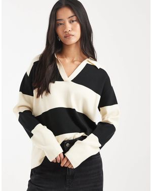 Threadbare Polo style rugby à rayures - et écru - Noir