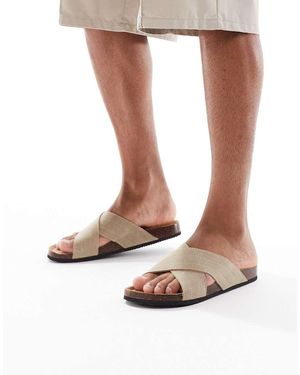 Threadbare Faux Suede Cross Strap Sandals - White