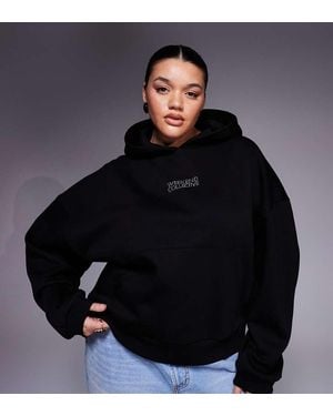 ASOS Weekend Collective Curve Hoodie With Hotfix Diamante Graphic - Black