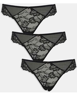 Ann Summers Sexy Kanten 3-Pack Brazilian Slip - Grijs