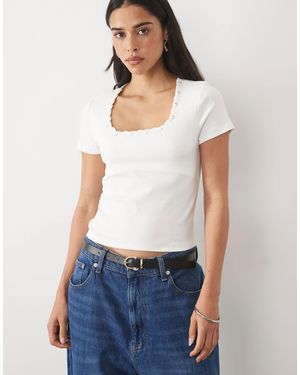Mango Teen t-shirt mit spitzendetail - Weiß